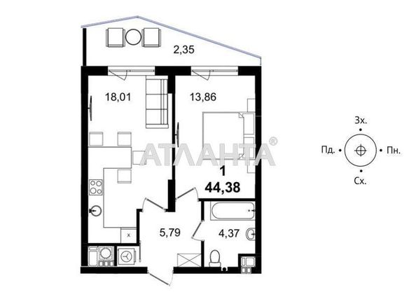 1-room apartment apartment by the address st. Pasechnaya ul (area 43,5 m2) - Atlanta.ua - photo 9