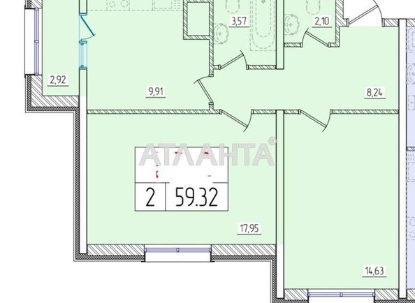 2-rooms apartment apartment by the address st. Zhemchuzhnaya (area 59,2 m²) - Atlanta.ua