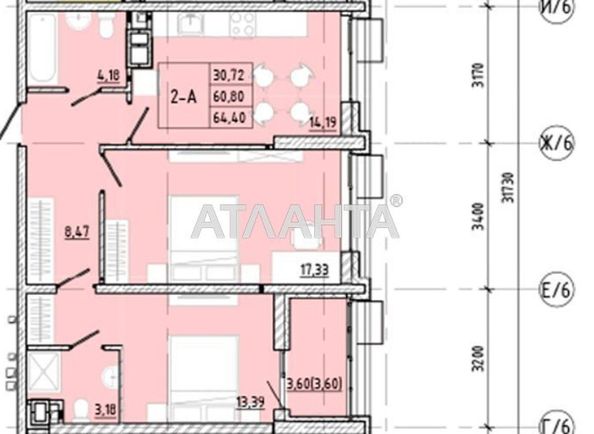 2-rooms apartment apartment by the address st. Franko Ivana (area 64,4 m2) - Atlanta.ua