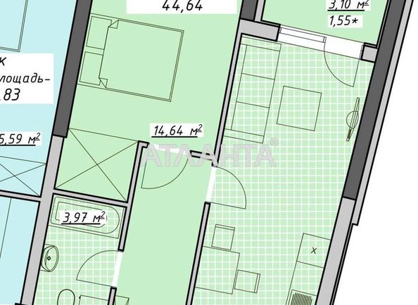 1-комнатная квартира по адресу Курортный пер. (площадь 44,8 м²) - Atlanta.ua