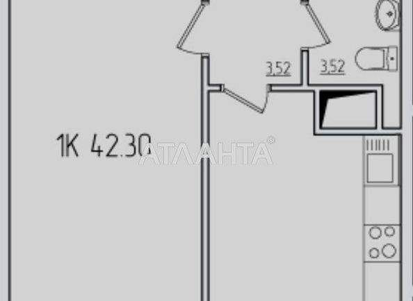 1-room apartment apartment by the address st. Zhemchuzhnaya (area 42,3 m²) - Atlanta.ua - photo 10