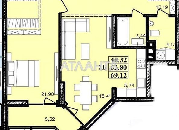 2-комнатная квартира по адресу ул. Франко Ивана (площадь 69,1 м2) - Atlanta.ua - фото 2