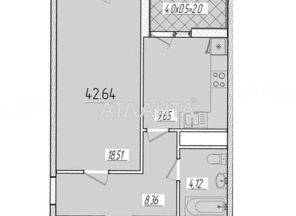 1-комнатная квартира по адресу ул. Краснова (площадь 40,6 м²) - Atlanta.ua