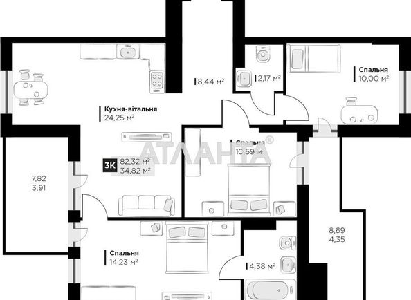 3-rooms apartment apartment by the address st. Galitskaya (area 81,7 m2) - Atlanta.ua - photo 5