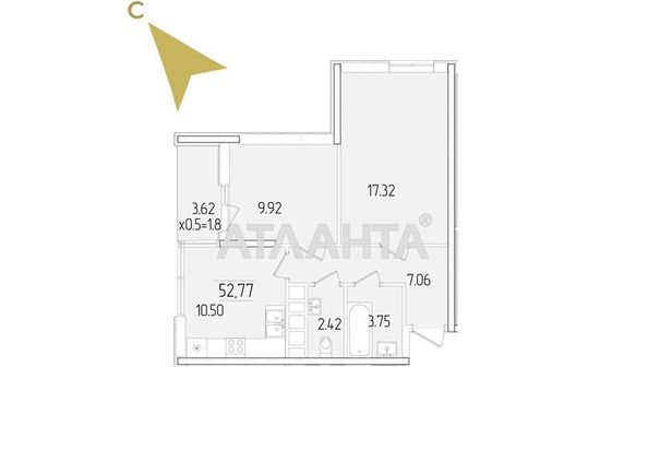 2-комнатная квартира по адресу ул. Краснова (площадь 52,8 м2) - Atlanta.ua