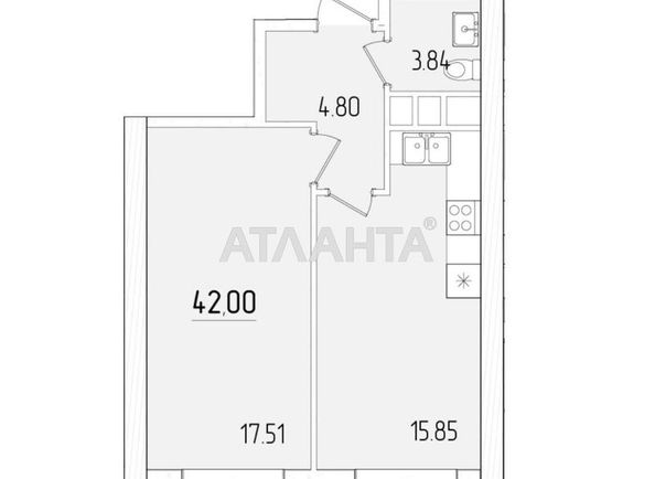 1-комнатная квартира по адресу ул. Краснова (площадь 42 м²) - Atlanta.ua - фото 3