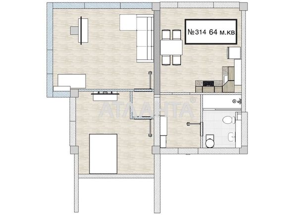 2-rooms apartment apartment by the address st. Tsvetaeva gen (area 64,0 m2) - Atlanta.ua - photo 9