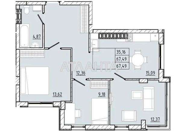 3-rooms apartment apartment by the address st. Marselskaya (area 67,5 m2) - Atlanta.ua - photo 8