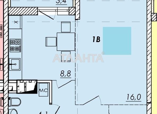 1-room apartment apartment by the address st. Prokhorovskaya Khvorostina (area 39,0 m2) - Atlanta.ua