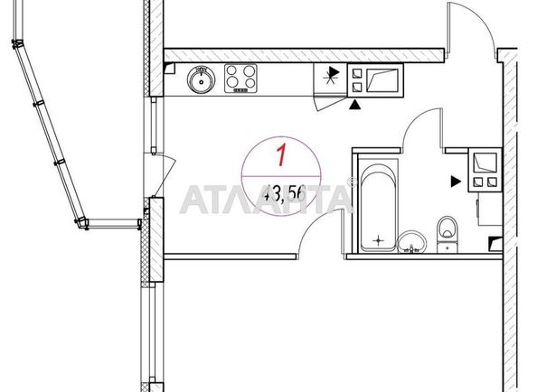 1-комнатная квартира по адресу ул. Среднефонтанская (площадь 44 м²) - Atlanta.ua