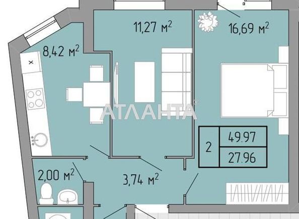 2-rooms apartment apartment by the address st. Pishonovskaya (area 50,0 m2) - Atlanta.ua