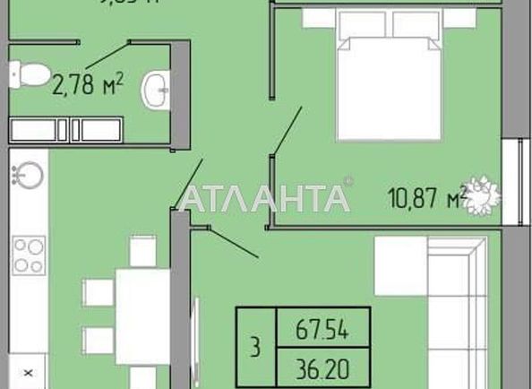 3-комнатная квартира по адресу ул. Пишоновская (площадь 68,0 м2) - Atlanta.ua