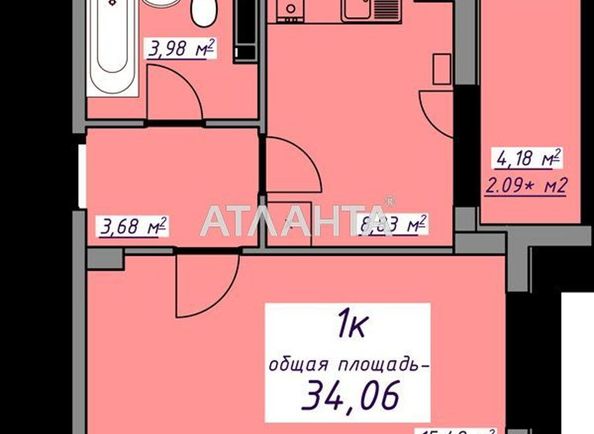 1-room apartment apartment by the address st. Massiv 10 (area 34,1 m²) - Atlanta.ua - photo 8