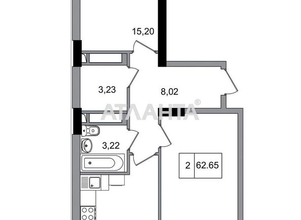 2-rooms apartment apartment by the address st. 7 km ovidiopolskoy dor (area 62,7 m2) - Atlanta.ua - photo 2