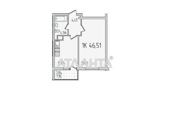 1-room apartment apartment by the address st. Sakharova (area 46,4 m2) - Atlanta.ua