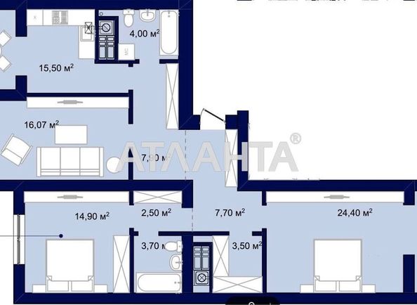3-комнатная квартира по адресу ул. Чехова (площадь 94,0 м2) - Atlanta.ua - фото 2