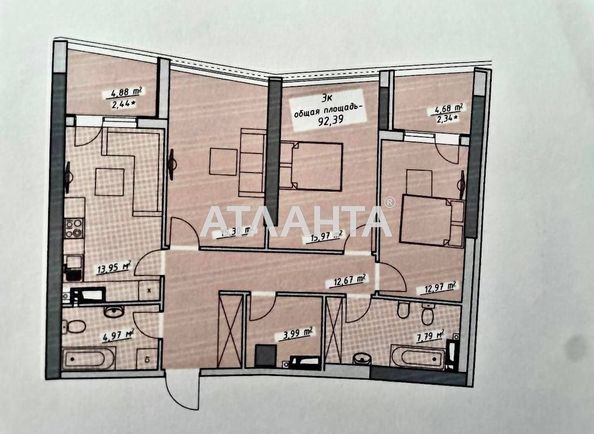 3-rooms apartment apartment by the address st. Kurortnyy per (area 93,0 m2) - Atlanta.ua - photo 3