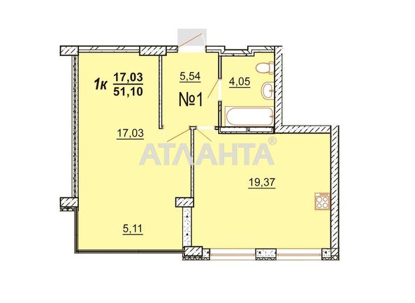 1-комнатная квартира по адресу ул. Бочарова ген. (площадь 52,1 м2) - Atlanta.ua - фото 2