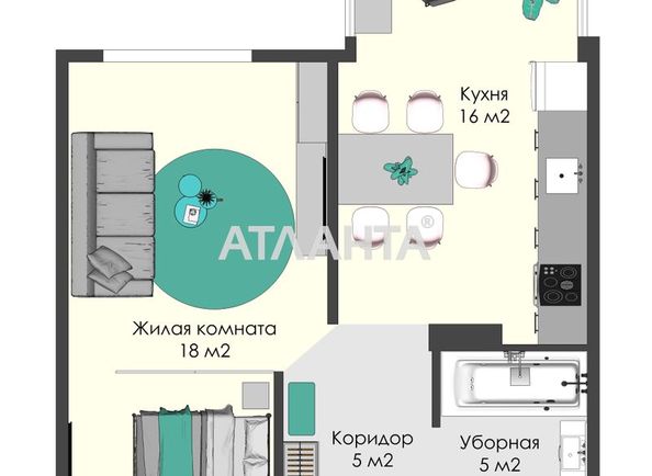 1-room apartment apartment by the address st. Bocharova gen (area 42,4 m2) - Atlanta.ua - photo 2