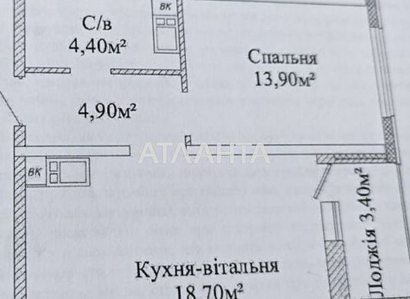 1-комнатная квартира по адресу ул. Жаботинского (площадь 43,5 м²) - Atlanta.ua - фото 4