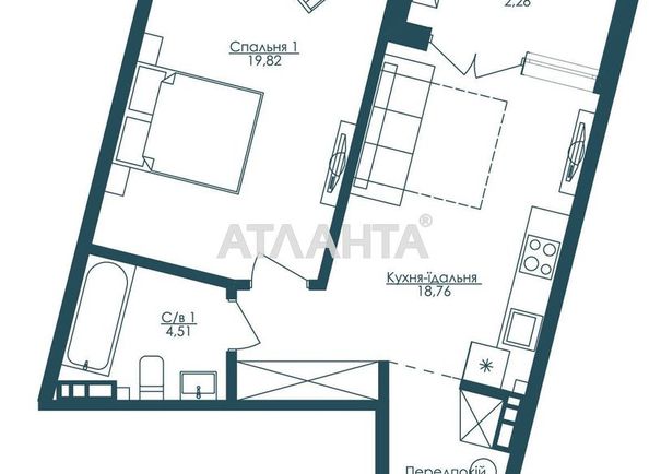 1-room apartment apartment by the address st. Frantsuzskiy bul Proletarskiy bul (area 49,0 m2) - Atlanta.ua - photo 5