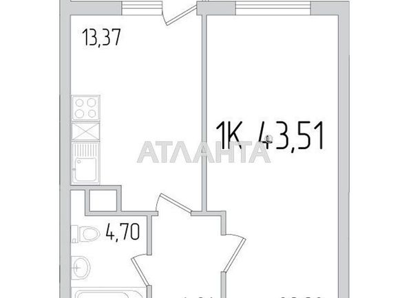 1-комнатная квартира по адресу ул. Сахарова (площадь 43 м²) - Atlanta.ua - фото 23