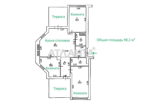 3-кімнатна квартира за адресою Курортний пров. (площа 98,2 м2) - Atlanta.ua