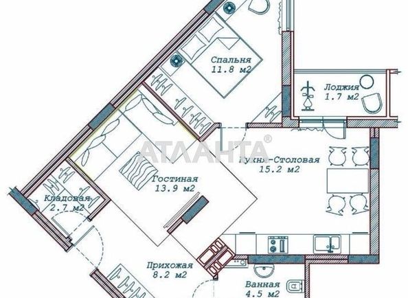 2-rooms apartment apartment by the address st. Ul Krasnopolskaya (area 57,0 m2) - Atlanta.ua - photo 11