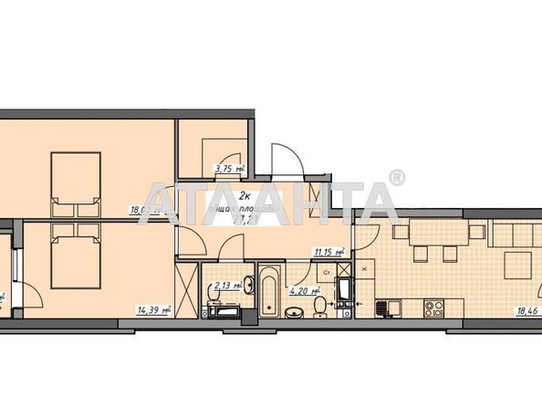 2-rooms apartment apartment by the address st. Kurortnyy per (area 77,2 m2) - Atlanta.ua
