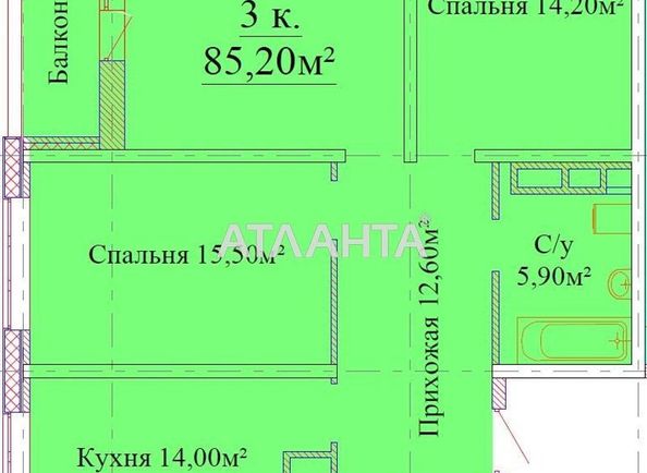 3-rooms apartment apartment by the address st. Varnenskaya (area 87,0 m2) - Atlanta.ua - photo 2