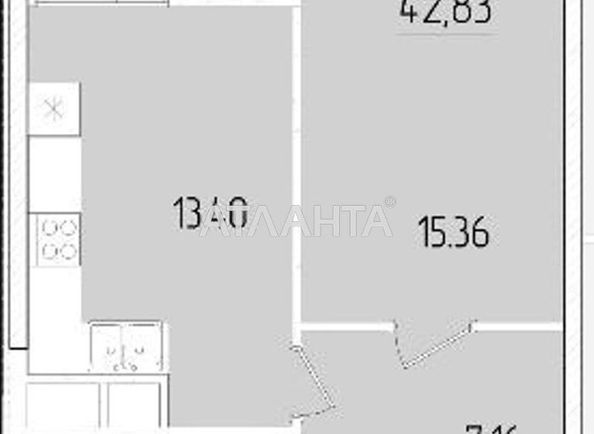 1-кімнатна квартира за адресою вул. Краснова (площа 42,8 м²) - Atlanta.ua - фото 3
