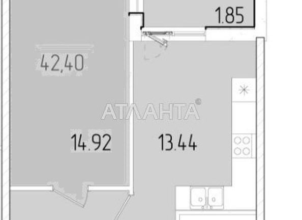 1-room apartment apartment by the address st. Krasnova (area 42,4 m²) - Atlanta.ua