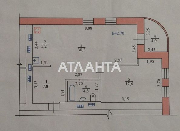 2-rooms apartment apartment by the address st. Primorskaya (area 69,6 m2) - Atlanta.ua