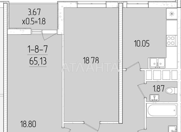1-room apartment apartment by the address st. Krasnova (area 65,0 m2) - Atlanta.ua