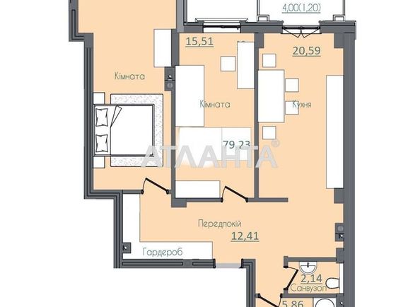 2-rooms apartment apartment by the address st. Fontanskaya dor Perekopskoy Divizii (area 79,2 m2) - Atlanta.ua - photo 7