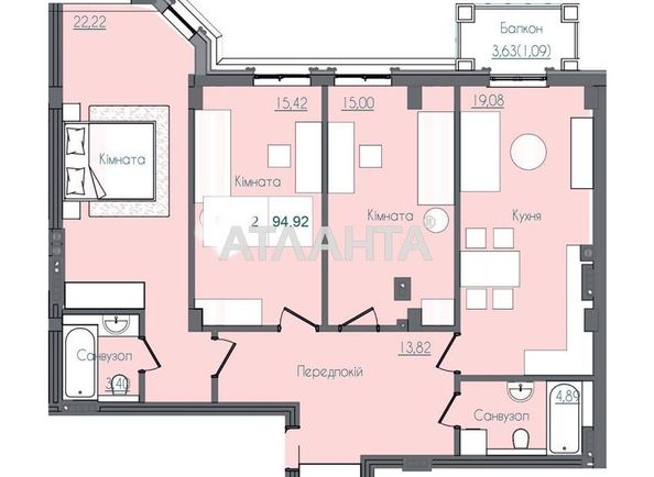 3-rooms apartment apartment by the address st. Fontanskaya dor Perekopskoy Divizii (area 94,9 m2) - Atlanta.ua - photo 7