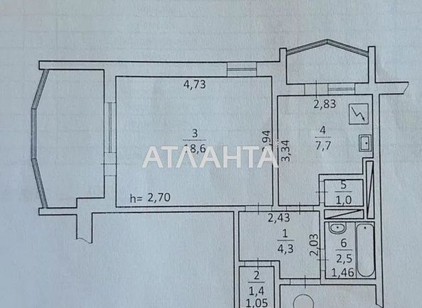 1-комнатная квартира по адресу ул. Бочарова ген. (площадь 45,0 м2) - Atlanta.ua