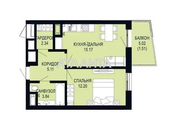 1-room apartment apartment by the address st. Shchurata V ul (area 40,2 m2) - Atlanta.ua - photo 2