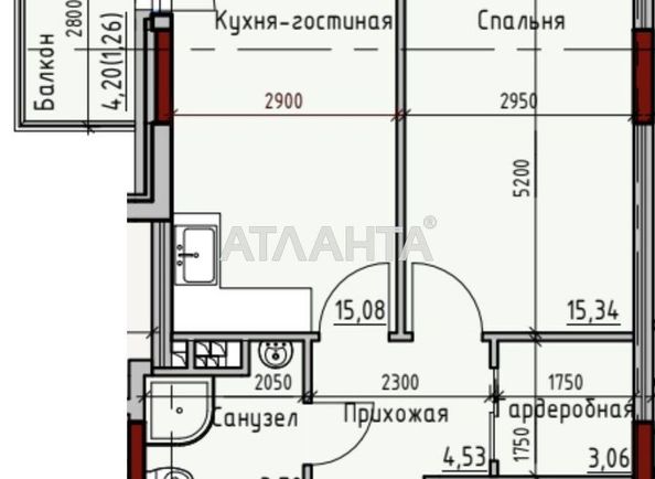 1-room apartment apartment by the address st. Dachnaya (area 43,0 m2) - Atlanta.ua - photo 2
