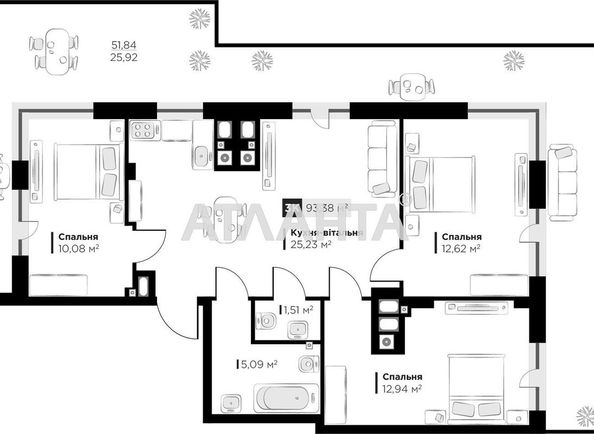 3-rooms apartment apartment by the address st. Orlika Pilipa (area 93,4 m2) - Atlanta.ua - photo 15