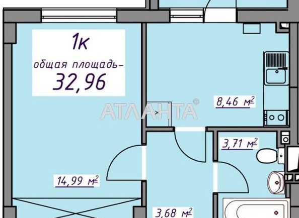 1-room apartment apartment by the address st. Massiv 10 (area 32,6 m²) - Atlanta.ua - photo 7