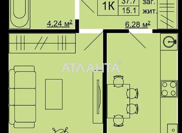 1-room apartment apartment by the address st. Vesennyaya (area 38,0 m2) - Atlanta.ua - photo 6