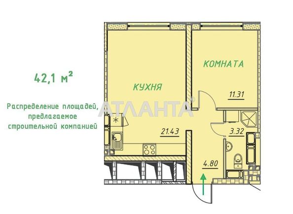 1-room apartment apartment by the address st. Filatova ak (area 42,4 m2) - Atlanta.ua - photo 2