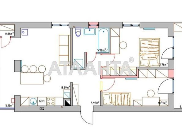 2-rooms apartment apartment by the address st. Tsentralenaya (area 60,0 m2) - Atlanta.ua - photo 12