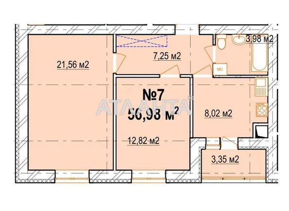 2-кімнатна квартира за адресою вул. Барське шосе (площа 57 м²) - Atlanta.ua