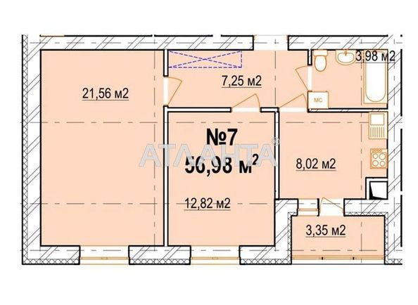 2-комнатная квартира по адресу Барское шоссе (площадь 57 м²) - Atlanta.ua