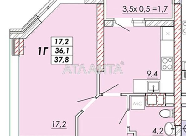 1-room apartment apartment by the address st. Ovidiopolskaya dor (area 37,8 m2) - Atlanta.ua