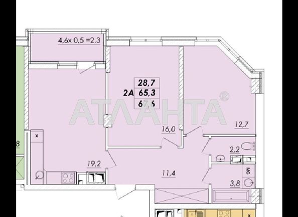 2-rooms apartment apartment by the address st. Ovidiopolskaya dor (area 67,6 m2) - Atlanta.ua - photo 2