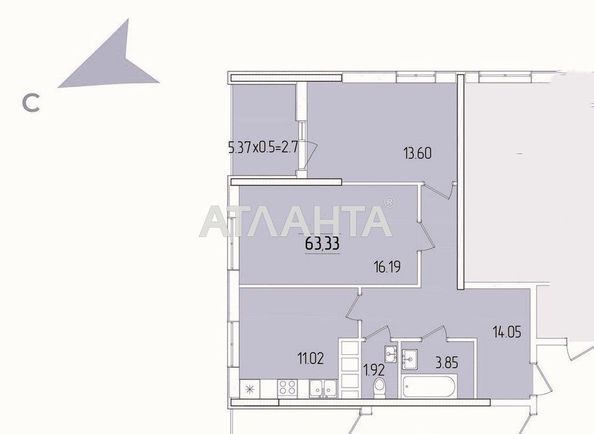 2-комнатная квартира по адресу ул. Краснова (площадь 63,3 м²) - Atlanta.ua - фото 7