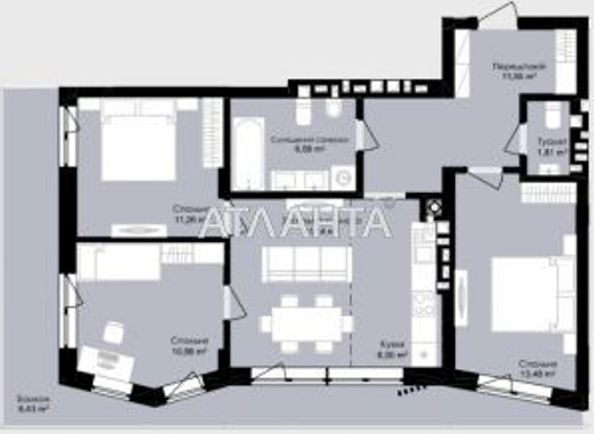 3-rooms apartment apartment by the address st. Okruzhnaya ul (area 83,6 m2) - Atlanta.ua - photo 9